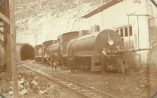 Three fireless locos at the Hacikiri filling station,  most likely Henschel