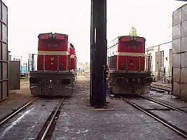 Two DE22000 seen from the back, at the entrance of Ankara shed. October 2002 Photo Derya Ferendeci